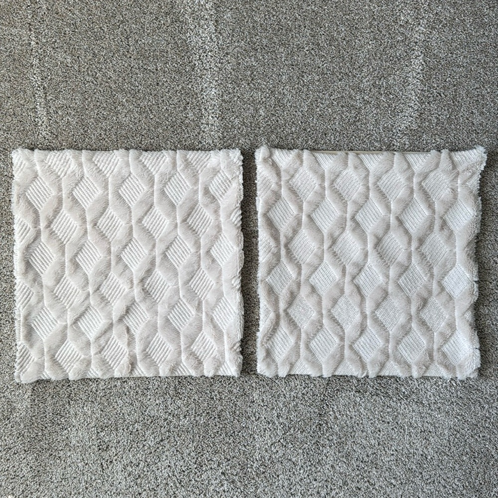 Geometric Plush Wool Throw Pillow Covers (2)